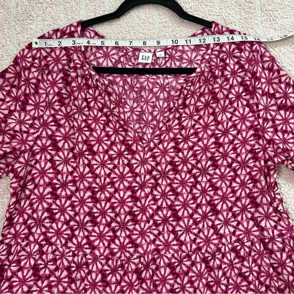 GAP Magenta Pink Floral Print Dress 3/4 Sleeves Size Medium Cotton Blend Midi - Picture 5 of 11